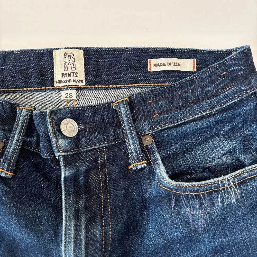 Hiroshi Kato Jeans Mens 28x32 Selvedge Denim Needle Skinny Stretch Raw Wash